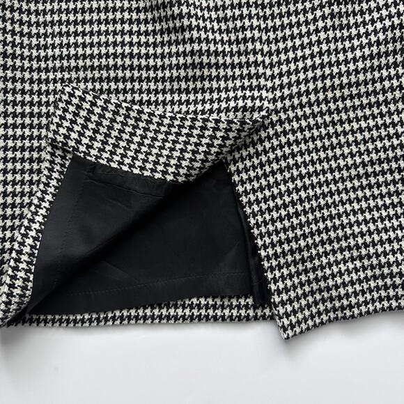 Vintage Talbots Pencil Skirt Petite Size 8 Black White Houndstooth Wool Blend - Picture 5 of 10